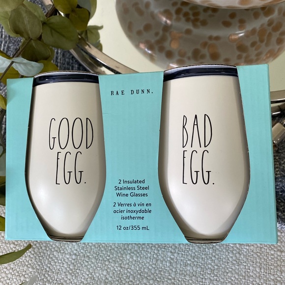 Rae Dunn 2 insulated Stainless Steel Wine Glasses - Picture 3 of 3